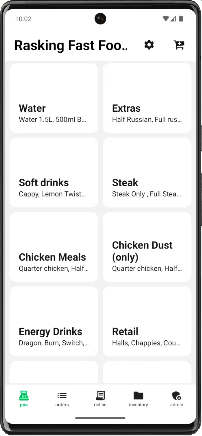 Inventory manager, stock manager, delivery manager, cashier manager, receipt printing