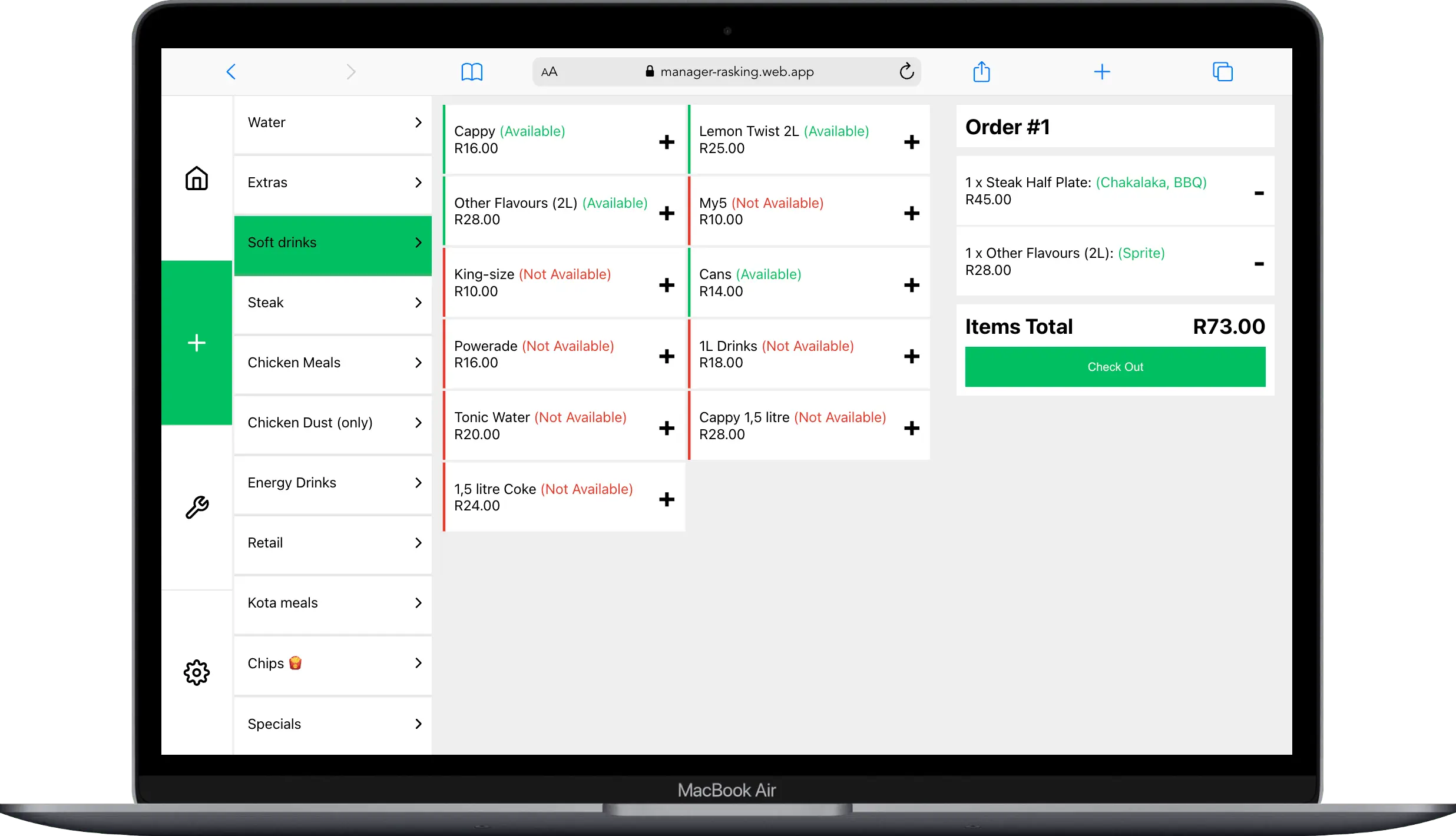 Inventory manager, Stock manager, Delivery manager, Receipt printing