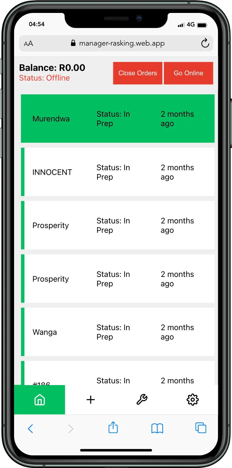Inventory manager, Stock manager, Delivery manager, Receipt printing