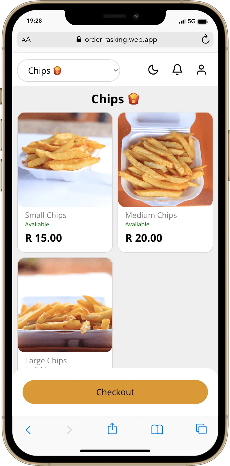 Food display, Add to cart, Food ordering, Order tracker